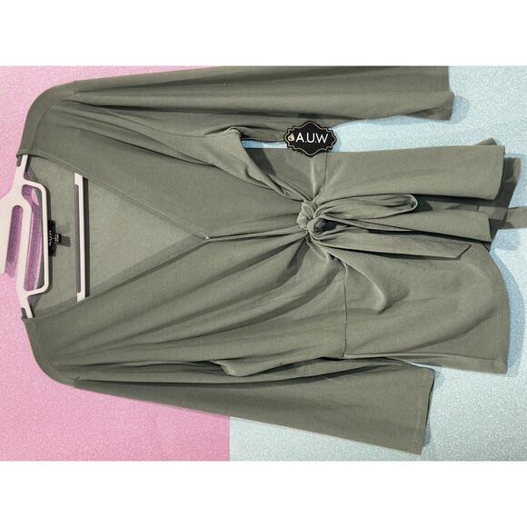 Stylish Tie-Front Long Sleeve Blouse - Picture 12 of 12